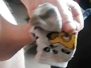 Cum on wife's used smelly sock